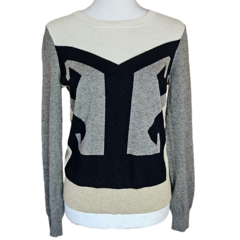 J.Crew Intarsia Sweater Wool Rabbit Cashmere Blend Women's XS Colorblock Graphic